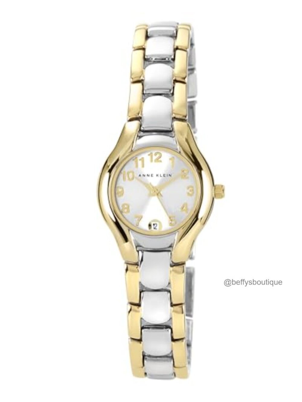 Two-Tone Dress Watch with Date, Arabic Markers, Bracelet, 24mm Case